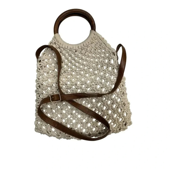 Sigrid Olsen Handcrafted Natural Macrame Crossbody Fully Lined Snap Close Bag - Picture 2 of 16